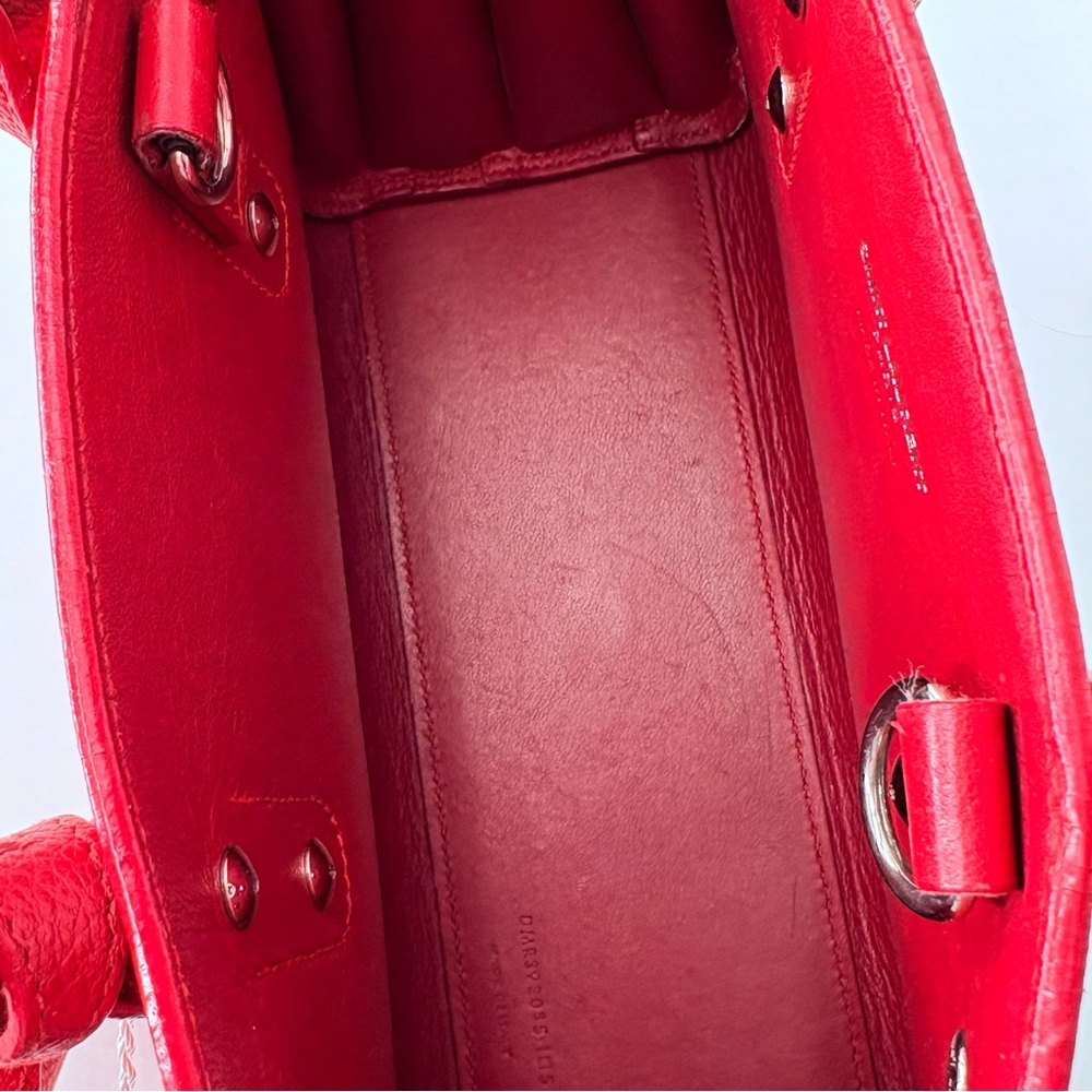 YSL Sac Du Jour Nano in Red Pebbled Leather - Picture 6 of 16
